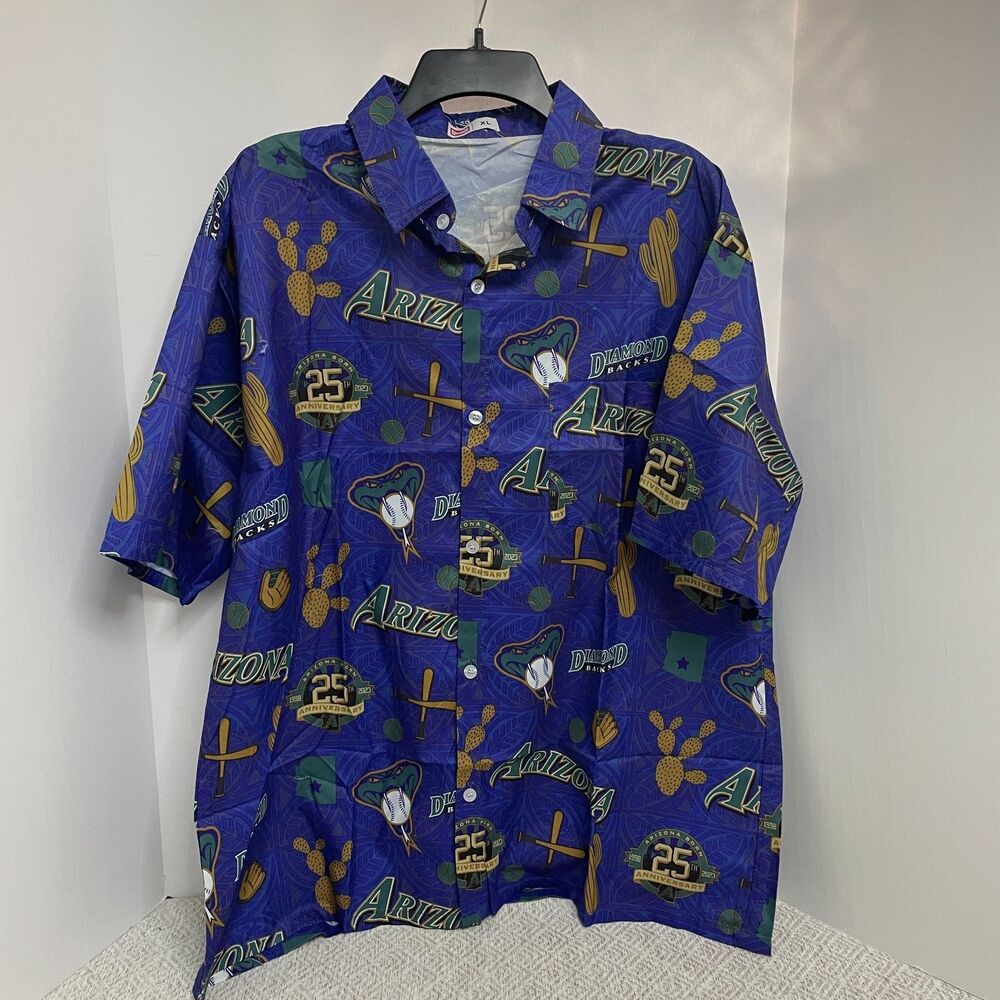 Arizona Diamondbacks Mens XL 25th Anniversary Hawaiian Shirt Purple Baseball NIP